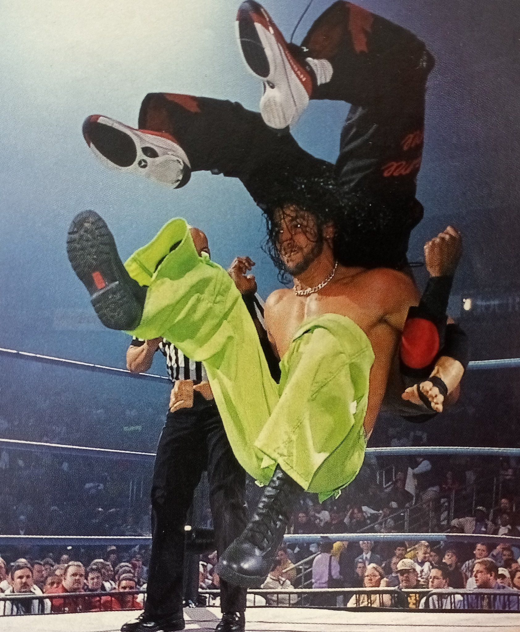 Gregory Helms as "Sugar Shane Helms" in WCW, performing his iconic finisher- "The Vertebreaker"